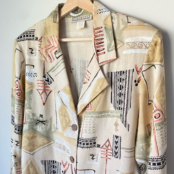 Dress Barn Abstract Design Linen Womans Blazer Size Large - Picture 8 of 17